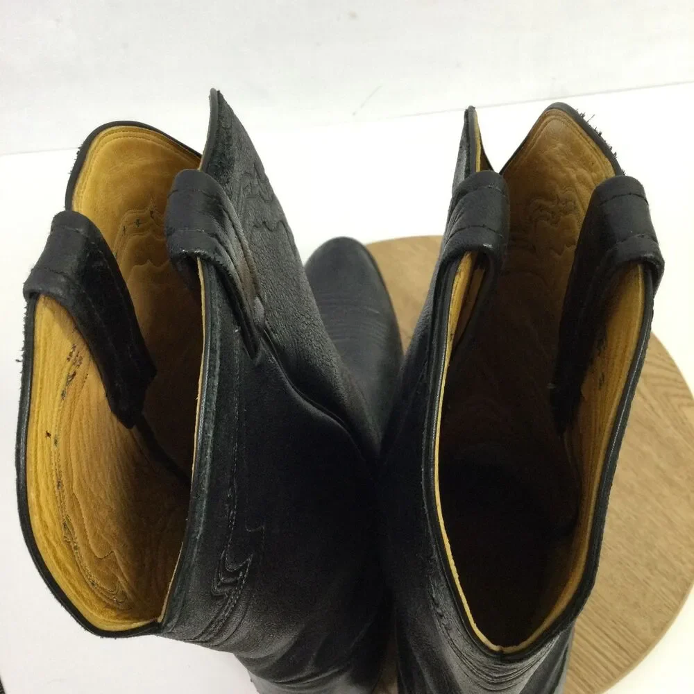 Nocona Mens Leather Western Cowboy Boots Pull-On Mid-Calf Black Size 12D